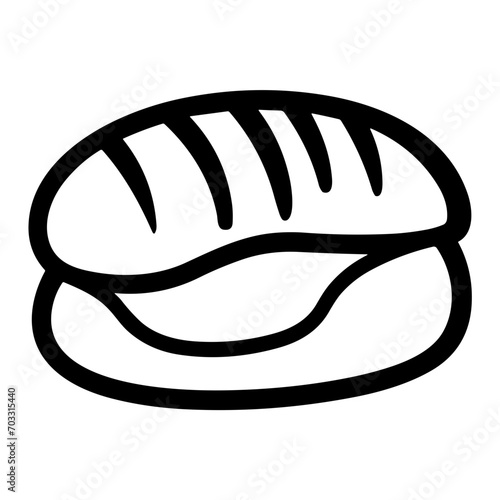 "A minimalist outline icon of bread, designed with sleek simplicity for modern digital and print applications."