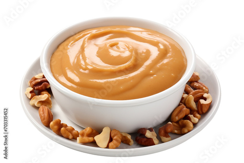 Isolated Dulce de Leche with Nuts on a transparent background, Generative Ai photo