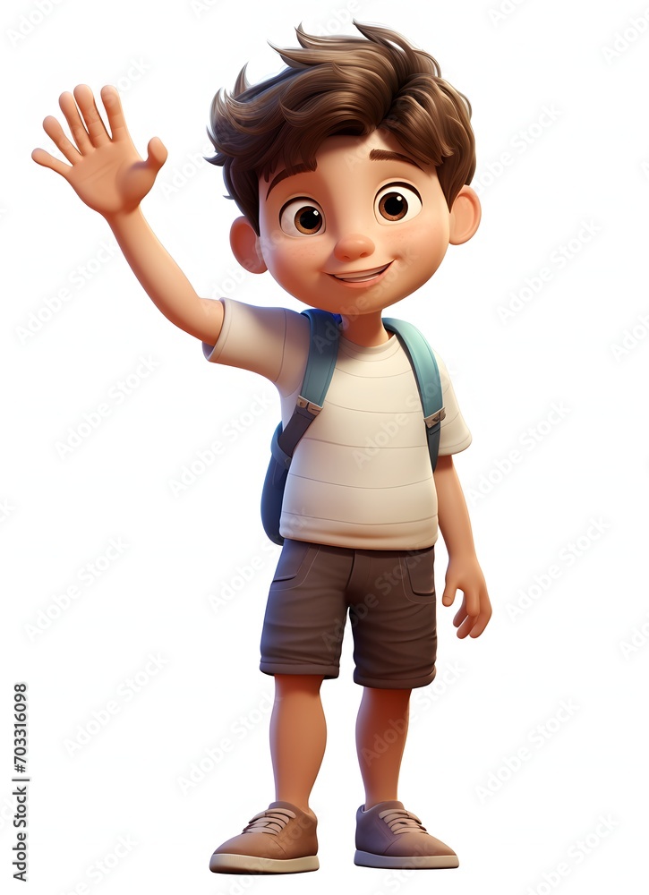 Cartoon Boy Standing Up and Waving Cartoon Boy Standing Up and Waving