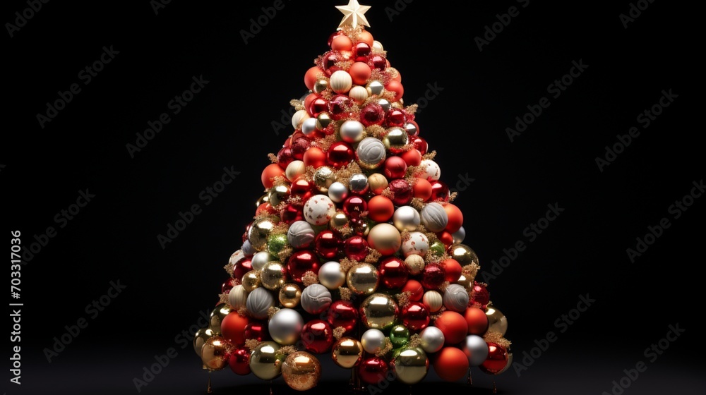 a Christmas tree takes form with Christmas balls and decorative elements, skillfully isolated on a transparent PNG background a Christmas tree takes form with Christmas balls and decorative elements, skillfully isolated on a transparent PNG background