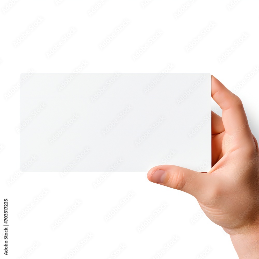 Fototapeta premium White empty business cards stack mockup isolated on white background Generative AI