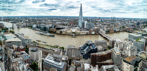 Panorama View Of London From Sky Garden With River Thames, London Tower And Towerbridge In The United Kingdom photo