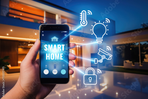 Obraz na płótnie Smart home concept. Remote control and home management w salonie
