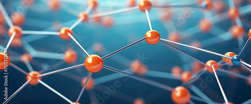 Abstract network connection with blue and orange nodes photo