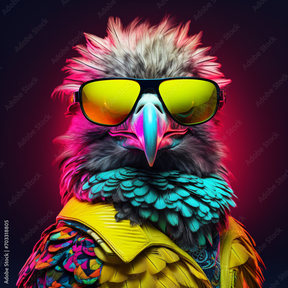 Realistic lifelike hawk bird in fluorescent electric