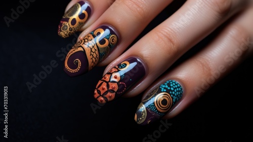 Nails in octopus pattern