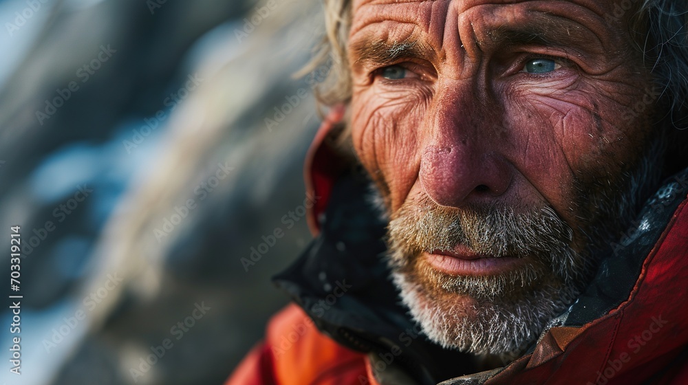 Portrait of an experienced mountain climber. Portrait of an experienced mountain climber.