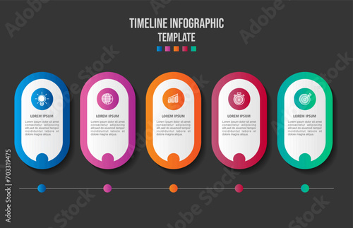 Infographic template for business. 5 steps Mind map diagram, presentation vector infographic.