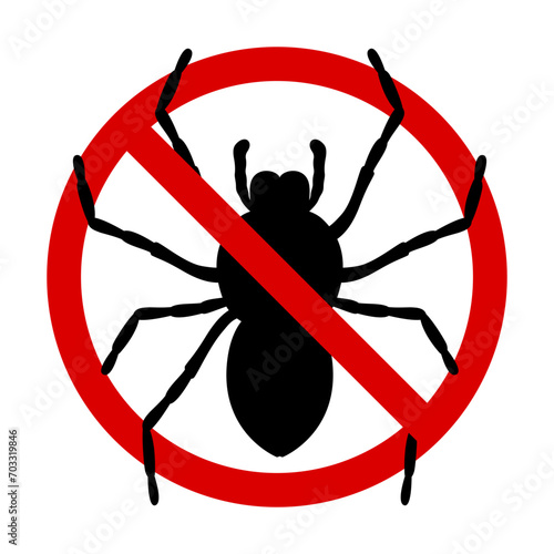 Anti pest control ban, prohibition parasitic insects. Stop, warning, forbidden bug icon set. No, prohibit signs of cockroaches, spiders, fly,mite, ticks, mosquitoes, ants, rats, bug photo