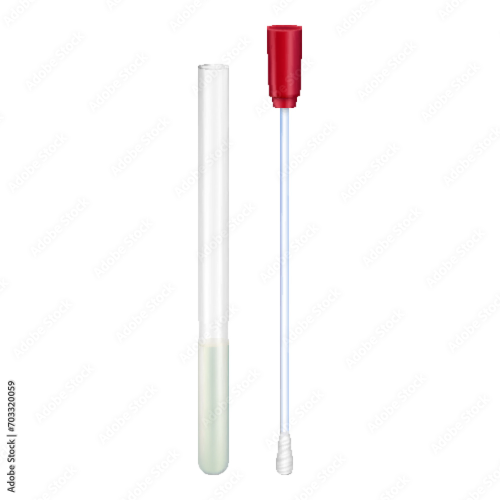 Test tube with cotton swab for nasopharyngeal specimens. Realistic tube for testing in laboratory on coronavirus SARS CoV-2. Nasopharyngeal test for determination Covid-19 NCP. Vector illustration Test tube with cotton swab for nasopharyngeal specimens. Realistic tube for testing in laboratory on coronavirus SARS CoV-2. Nasopharyngeal test for determination Covid-19 NCP. Vector illustration