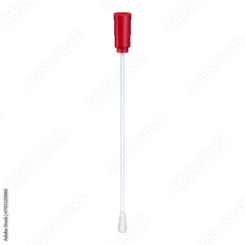 Test tube with cotton swab for nasopharyngeal specimens. Realistic tube for testing in laboratory on coronavirus SARS CoV-2. Nasopharyngeal test for determination Covid-19 NCP. Vector illustration