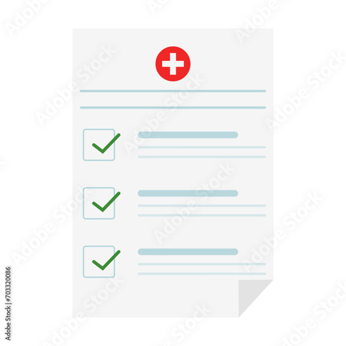Medical record. Patient card medical history and diagnosis, medicine checklist with checkbox. Healthcare insurance service vector healthy document concept