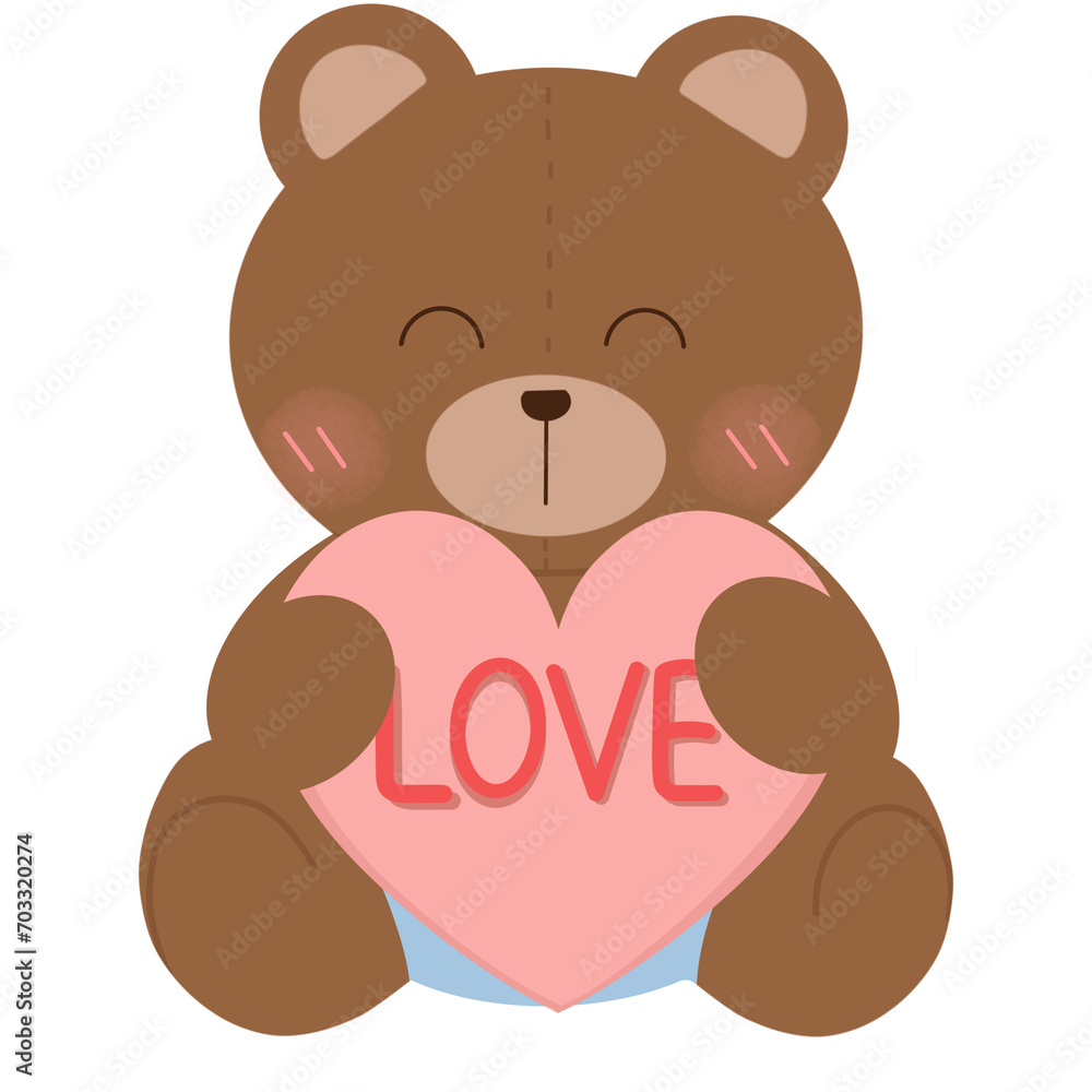 Naklejka premium teddy bear with heart
