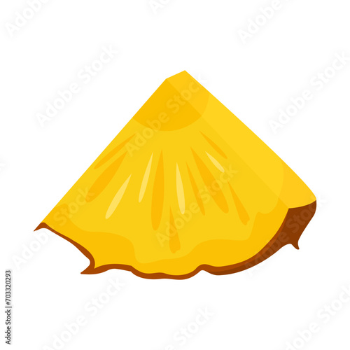 Ripe pineapple juicy fruit isolated on white background. Whole and sliced pineapple, flat style, cartoon design