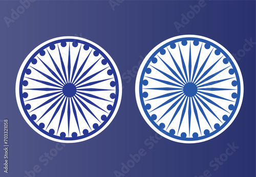 illustration vector icon of ashoka chakra in different colors easy to use and edit with blue background