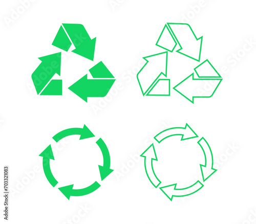 Set of recycle icon. Reuse logo green color. Recycle symbol.Vector illustration.