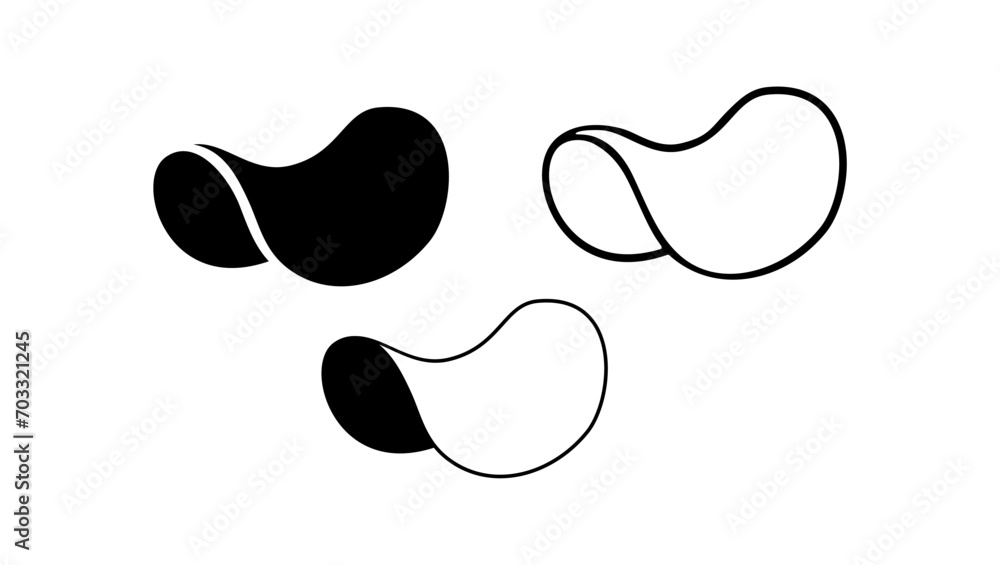 Potato chips symbol, black isolated silhouette Potato chips symbol, black isolated silhouette