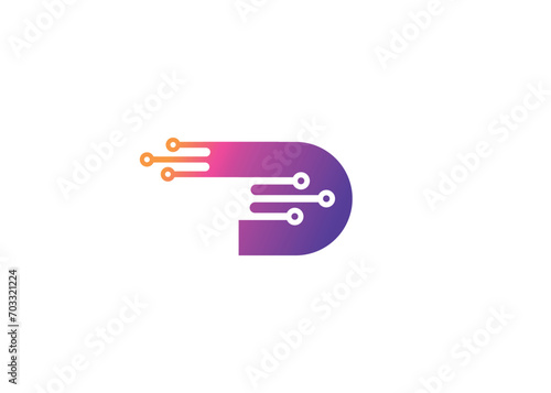 Letter D Technology vector monogram logo design template. Letter D molecule, Science and Bio technology Vector logo Design