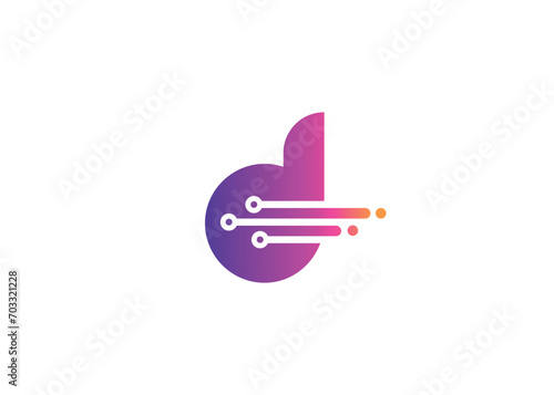 Letter D Technology vector monogram logo design template. Letter D molecule, Science and Bio technology Vector logo Design