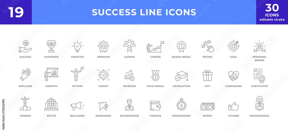 Success, Goals and Target elements line icon set collection. modern simple web sign, symbol icon.