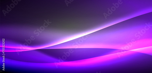 Neon-lit waves surge across background, mesmerizing dance of luminescence and motion. Dynamic backdrop captures essence of energy and modern aesthetics