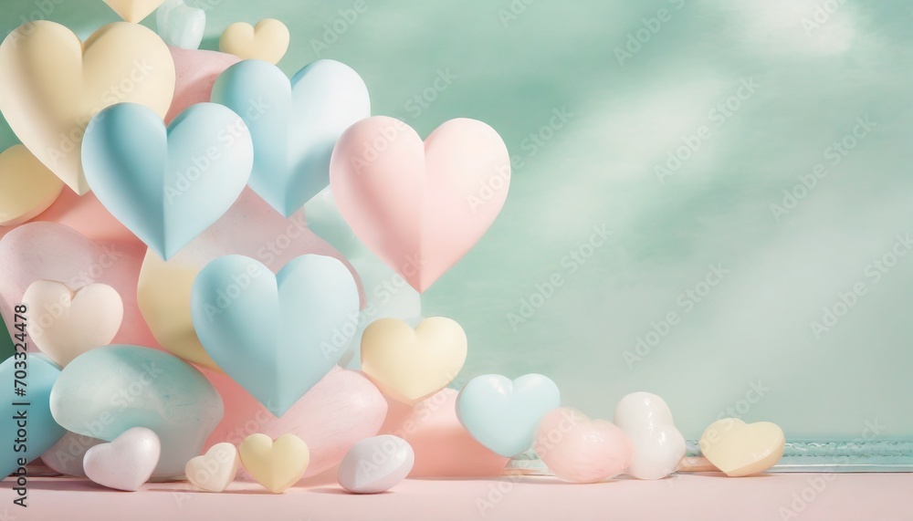inflated 3d pastel hearts