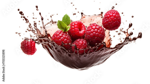 Raspberry Bathed in Rich Chocolate on a transparent background, Generative Ai