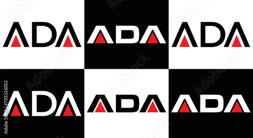 ADA logo. ADA set , A D A design. White ADA letter. ADA, A D A letter logo design. Initial letter ADA letter logo set, linked circle uppercase monogram logo. A D A letter logo vector design.	
