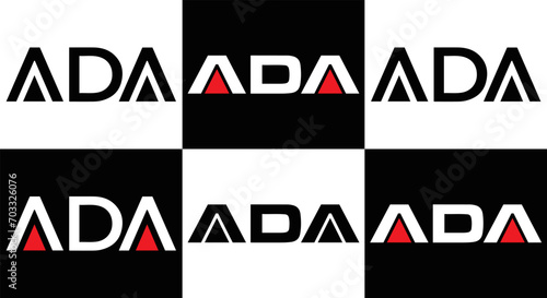 ADA logo. ADA set , A D A design. White ADA letter. ADA, A D A letter logo design. Initial letter ADA letter logo set, linked circle uppercase monogram logo. A D A letter logo vector design.	
