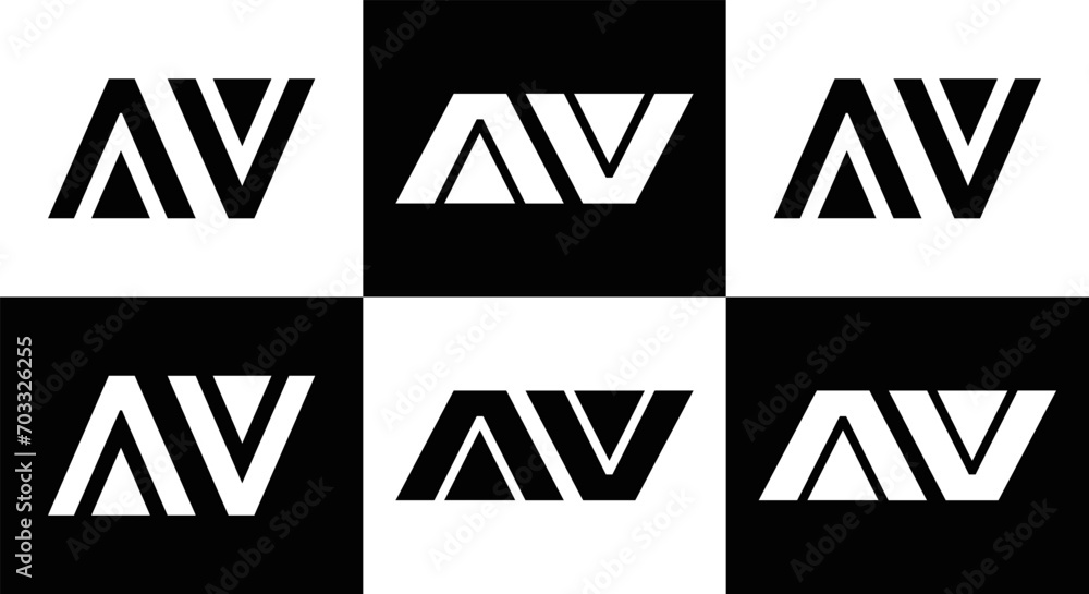 AV logo. AV set , A V design. White AV letter. AV, A V letter logo design. Initial letter AV letter logo set, linked circle uppercase monogram logo. A V letter logo vector design.
AV logo. AV set , A V design. White AV letter. AV, A V letter logo design. Initial letter AV letter logo set, linked circle uppercase monogram logo. A V letter logo vector design.