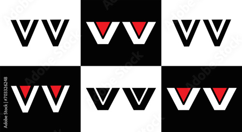 VV logo. VV set , V V design. White VV letter. VV, V V letter logo design. Initial letter VV letter logo set, linked circle uppercase monogram logo. V V letter logo vector design. 