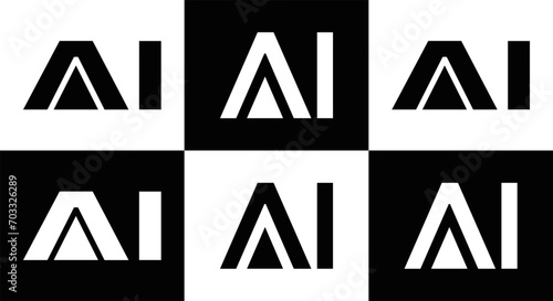 AI logo. AI set   A I design. White AI letter. AI  A I letter logo design. Initial letter AI letter logo set  linked circle uppercase monogram logo. A I letter logo vector design.  