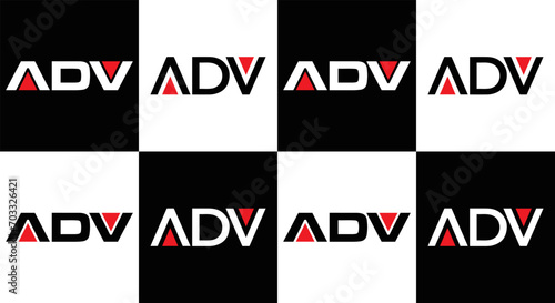 ADV logo. ADV set , A D V design. White ADV letter. ADV, A D V letter logo design. Initial letter ADV letter logo set, linked circle uppercase monogram logo. A D V letter logo vector design.	

