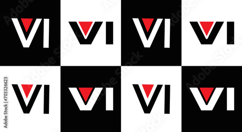 VI logo. VI set , V I design. White VI letter. VI, V I letter logo design. Initial letter VI letter logo set, linked circle uppercase monogram logo. V I letter logo vector design. 
