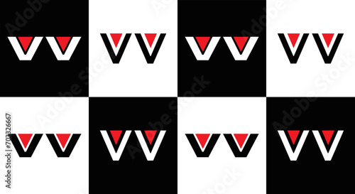 VV logo. VV set , V V design. White VV letter. VV, V V letter logo design. Initial letter VV letter logo set, linked circle uppercase monogram logo. V V letter logo vector design. 