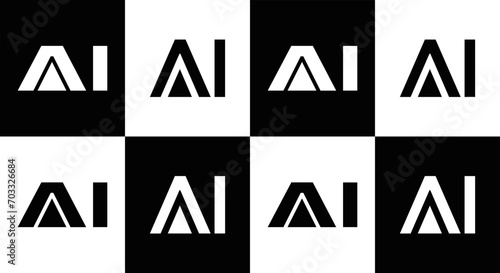 AI logo. AI set , A I design. White AI letter. AI, A I letter logo design. Initial letter AI letter logo set, linked circle uppercase monogram logo. A I letter logo vector design. 