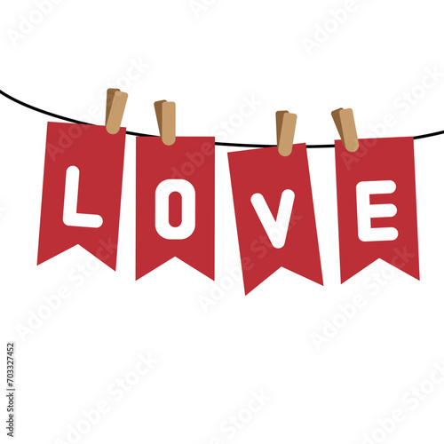 love cards on clothespin