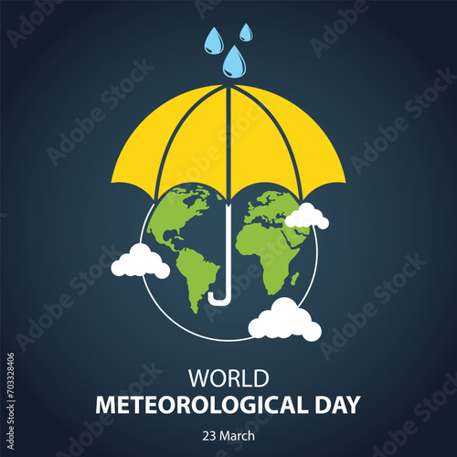 illustration vector graphic of planet earth wearing an umbrella, perfect for international day, world meteorological day, celebrate, greeting card, etc.