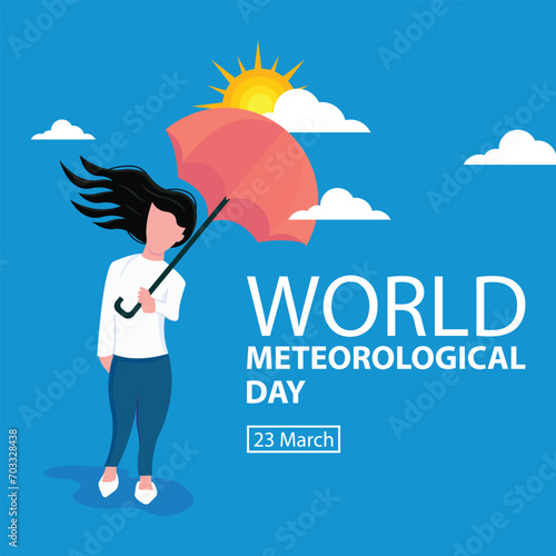 illustration vector graphic of a woman uses an umbrella under the hot sun, perfect for international day, celebrate, world meteorological day, celebrate, greeting card, etc.