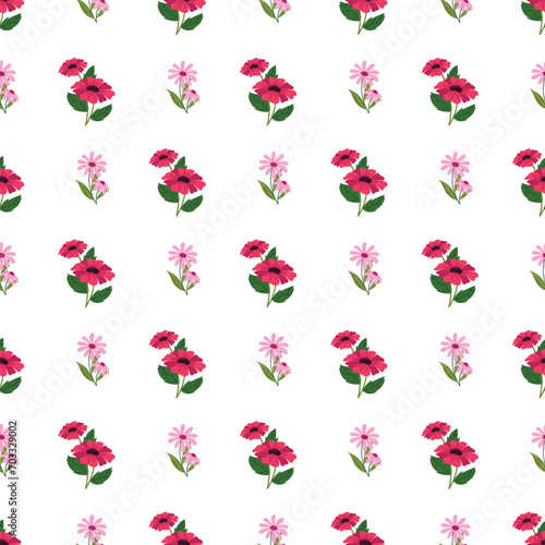 Vector red flower seamless pattern