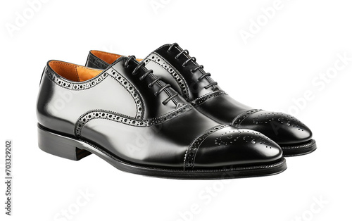Zapatos Oxford de Cuero Negro Sobre fondo transparente.