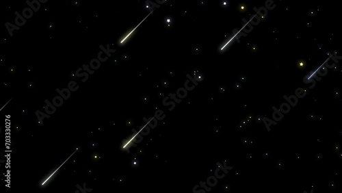 Looped cartoon shooting stars in the sky animation.
