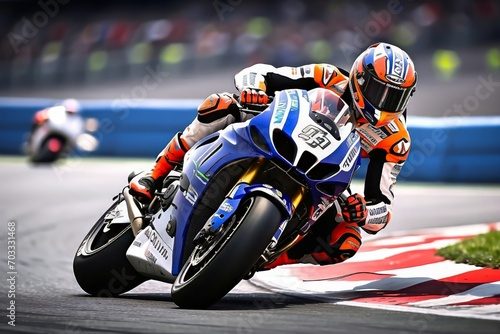 Motorcycle on the Race Track, Dynamic Concept Art Illustration, High Speed. Superbike Race. MotoGP. Motorbikes. photo