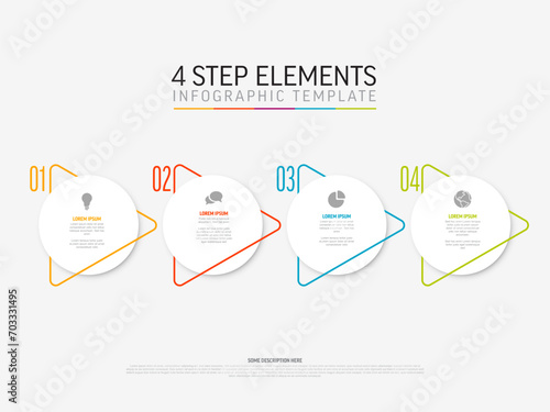 Simple light four steps infographic template on white background