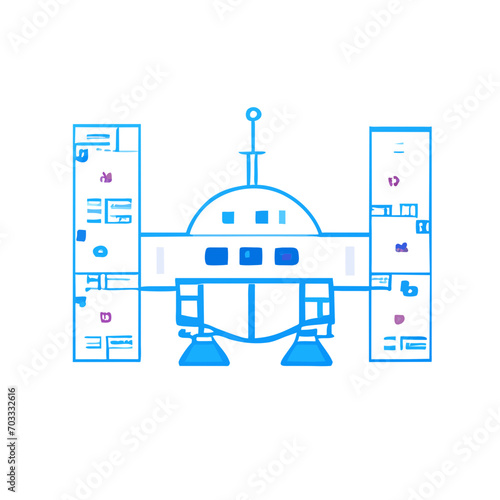 Space colony blueprint vektor icon illustation