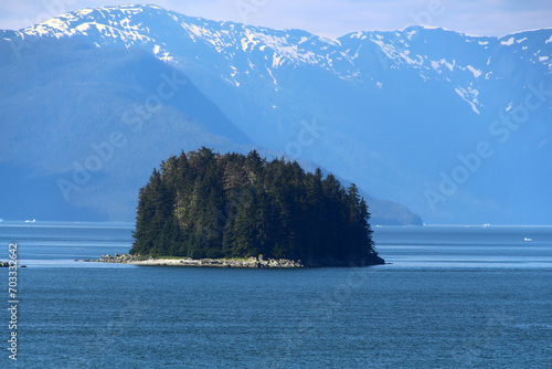 Alaska, small tree covered island in the Sitka Sound a body of water near the city of Sitka, Alaska, United States 