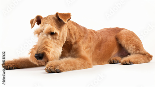 Lakeland Terrier Dog lie dog lie view from the side photo