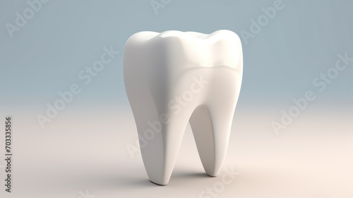  a 3d rendering of a white tooth on a gray and blue background with room for your own text or image.