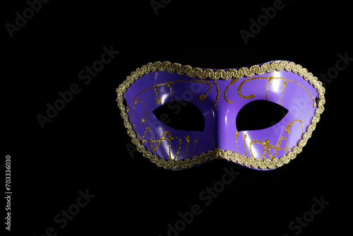 Carnival mask, a Venetian accessory, perfect for a festive opera night, black background
