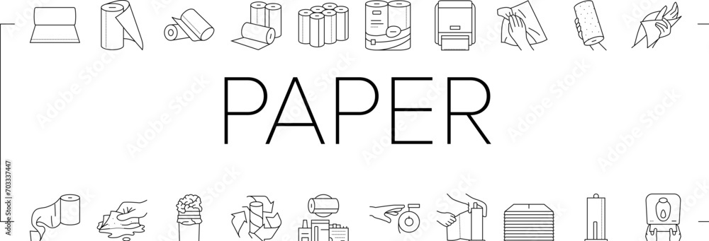 paper towel roll kitchen icons set vector. tissue toilet, hygiene napkin, white clean, hand wipe, wet stroke, bathroom dispenser paper towel roll kitchen black line illustrations paper towel roll kitchen icons set vector. tissue toilet, hygiene napkin, white clean, hand wipe, wet stroke, bathroom dispenser paper towel roll kitchen black line illustrations